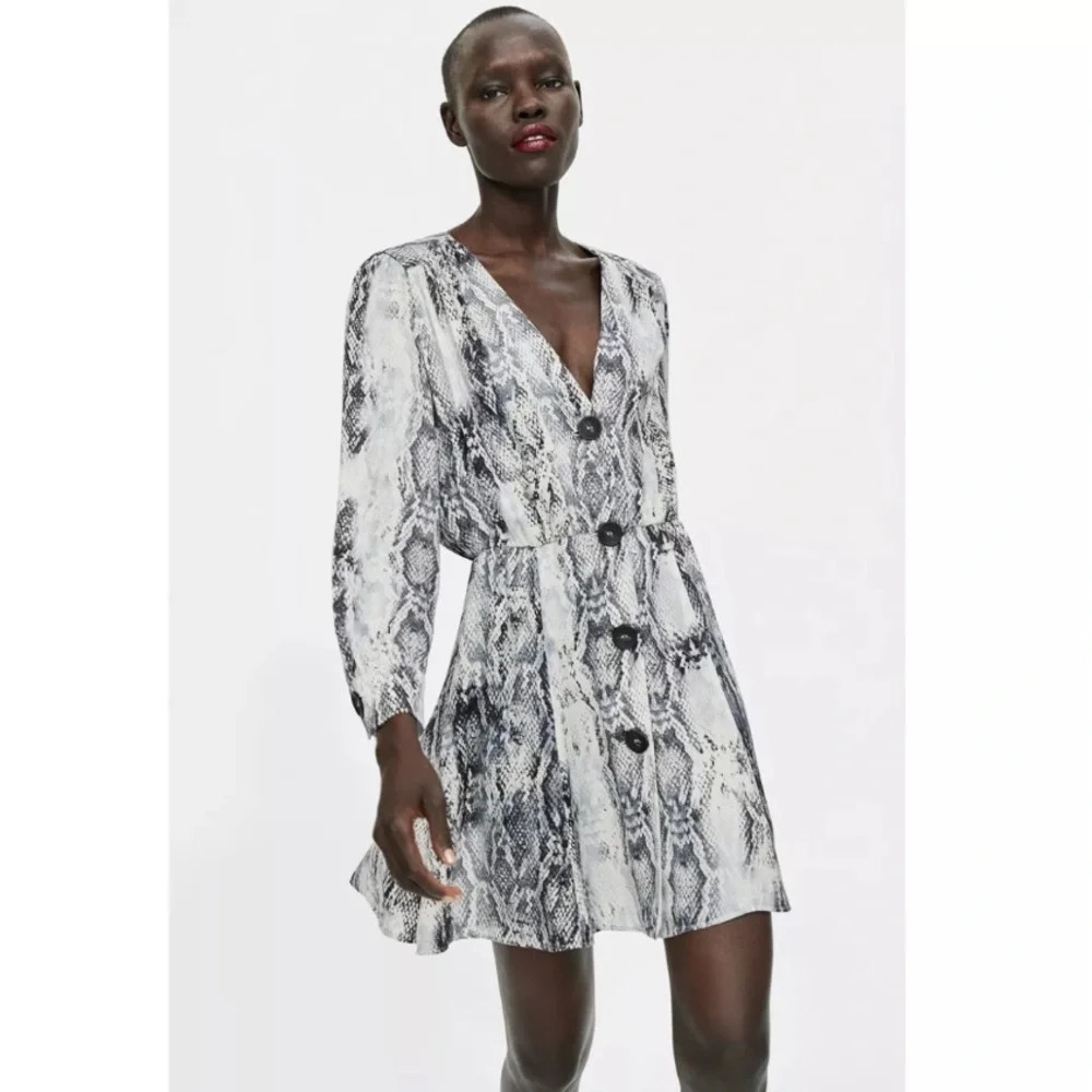 NEW ZARA ANIMAL PRINT BUTTON DOWN DRESS